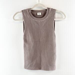 Abercrombie Ribbed Crewneck Stretch Sweater Tank Top Taupe Tan XS